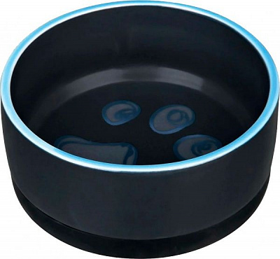 Миска Trixie на гумовій основі чорна з лапкою 24777