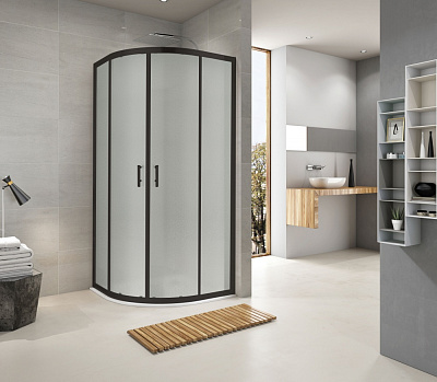 Душова кабіна Koller Pool R90RGB ROUND напівкругла чорна 900x900x1900ммсклоgrape