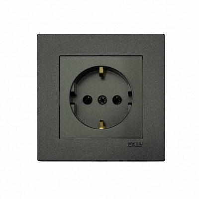 Механізм розетки побутова із заземленням EXEN Karell IP20 антрацит 290-001303-237