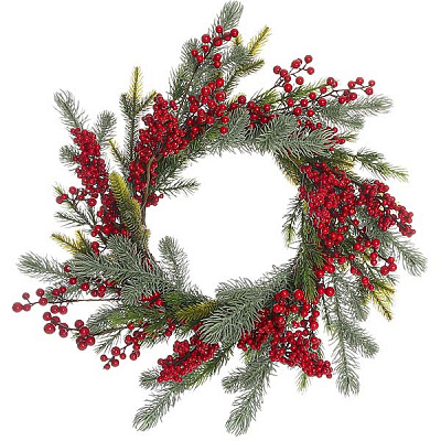 Вінок новорічний з ягідками та хвоєю d560 мм 31291F