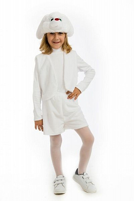 Костюм карнавальный КАРНАВАЛІЯ Зайчик белый 4-7 лет (шорты, жилет, маска-шапка) р.116-122 белый 