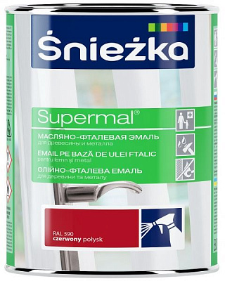 Эмаль Sniezka масляно-фталевая Supermal красный глянец 0,8л
