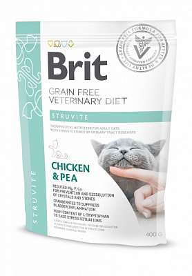 Корм сухой для взрослых котов Brit VetDiets при лечении и профилактике мочекаменной болезни 400 г