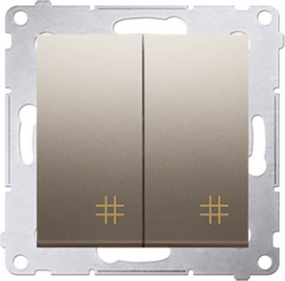 Вимикач перехресний двоклавішний Premium без підсвітки 10 А 250В золотий DW7/2.01/44