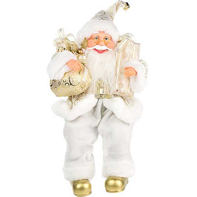 Фігура Дід Мороз сидячий бежево-білий 40 см