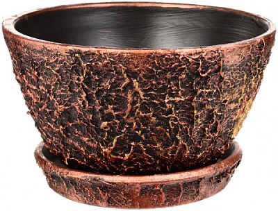 Горщик керамічний Рельєфний №1 Павутина круглий антична бронза