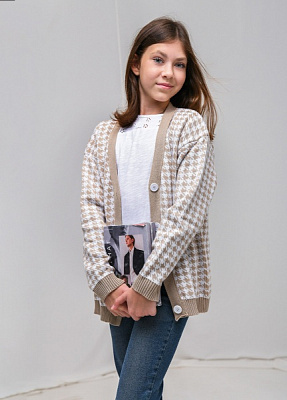 Кардиган для девочки ART KNIT Лапки р.158152 бежевый 