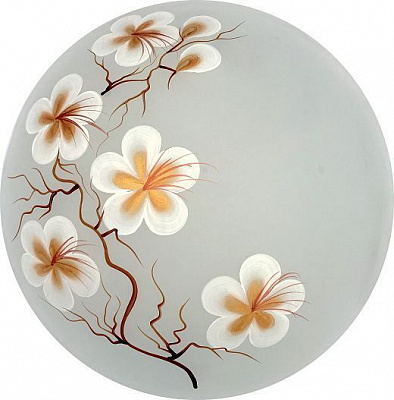 Світильник стельовий Укрсвітло НПБ 01-60 (37078) Сакура 1x60 Вт E27 білий із малюнком