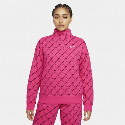 Світшот Nike W NSW TREND QZ FLC AOP SWOOSH DQ4508-612 р. S малиновий