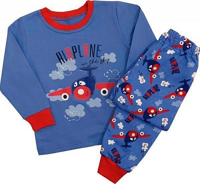 Пижама детская Фламинго Самолеты р.140 джинс с красным 329-310-11 