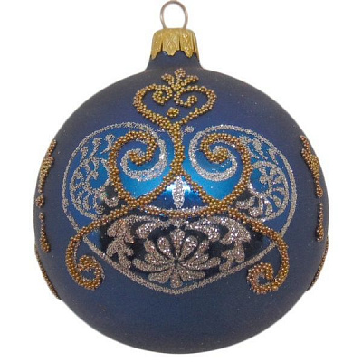 Шар новогодний стеклянный d80 синий матовый 8780-1H-1 