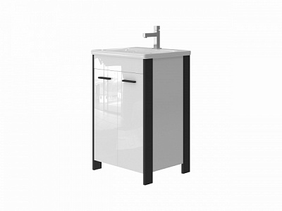 Тумба підлогова ЮВЕНТА Brooklyn - 55 чорний з умивальником Soft-55