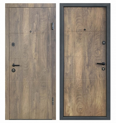 Дверь входная Министерство дверей Оптима 257 спил дерева коньячный 2050x960 мм правая