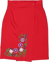 Юбка для девочек плахта с вышивкой Україна р.146-152 красный С002Д 