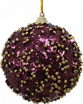 Ялинкова іграшка у формі кулі з блискітками та намистинами 8 см CAA126700 8 см