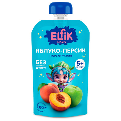 Пюре фруктове Elfik Яблуко-персик Magic 100 г
