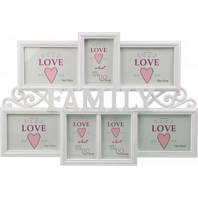 Коллаж Family на 7 фото 10x15/18x13 см белый 