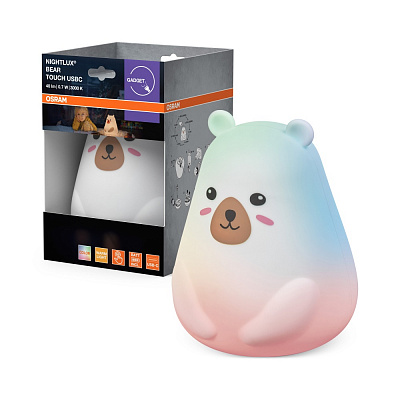 Нічник світлодіодний Osram Nightlux Touch RGBW Bear USB-C 0,7 Вт білий