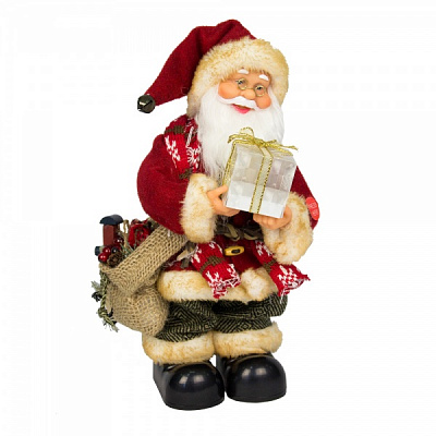 Декоративная новогодняя фигура Девилон Дед Мороз интерактивный танцующий с подарком, 230211 светодиодная (LED) 25 см 