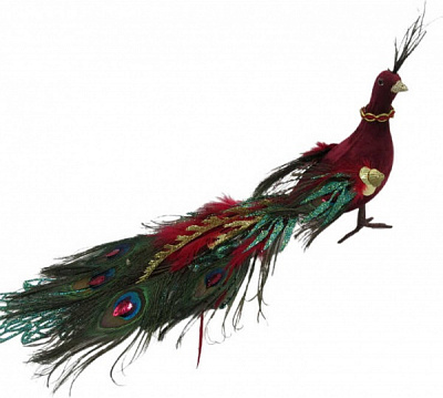 Декоративна фігура New Star Павлін з пір'ям вельвет 40 см