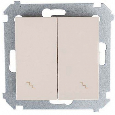 Вимикач прохідний двоклавішний Simon 54 без підсвітки 10 А 250В крем DW6/2.01/41