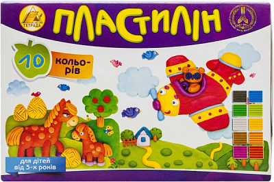 Пластилин Стандарт 10 цветов Тетрада
