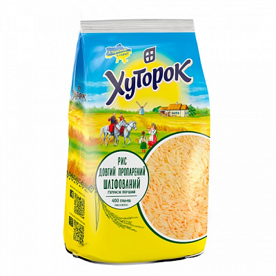 Рис ТМ Хуторок 400 г довгий пропарений шліфований