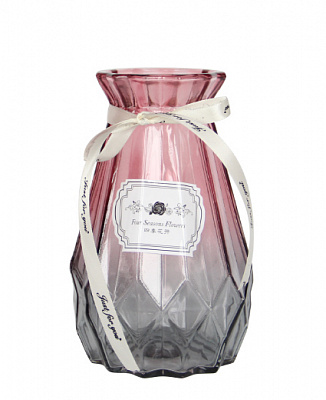 Ваза стеклянная Crystal Angela (83210414392) 17 см розово-серая 