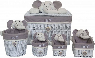 Корзинка плетеная Tony Bridge Basket с текстилем детская 18х16х16 см JMN20-1TK-3 