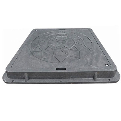 Люк канализационный PE RUSLANA 710x710 мм Садовый с замком черный