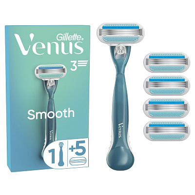 Станок для бритья Gillette Venus Smooth с 5 сменными картриджами