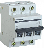 Автоматический выключатель IEK ВА47-29 3Р 63А 4,5кА х-ка C GENERICA MVA25-3-063-C