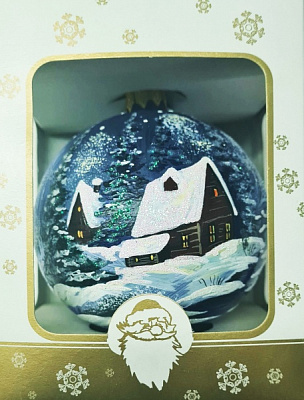 Шар сувенирный Пейзаж2 9 см голубой