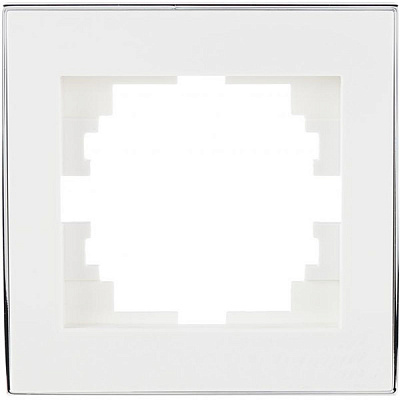 Рамка одномісна Lezard Rain горизонтальна білий із хромованою вставкою 703-0225-146