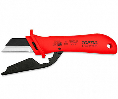 Нож монтажный Toptul изолированный 1000V VDE со сменным лезвием SFAC5018V4