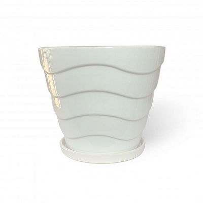 Горщик керамічний Резон Конус з хвильками овальний 7,2л білий