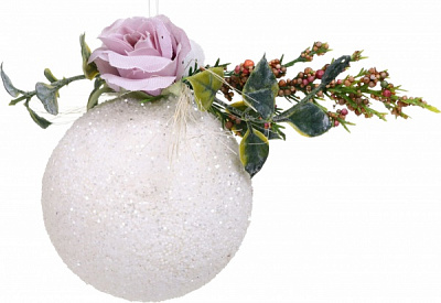 Декоративная подвеска Шар с декором 8 см белый HFW12
