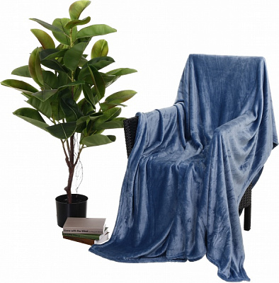 Плед Frannel Solid blue 160x200 см синій La Nuit