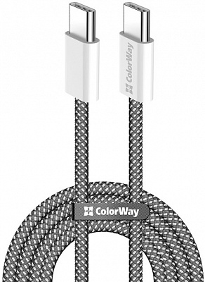 Кабель ColorWay Type-C - Type-C (braided cotton) (PD Fast Charging 60W) 3.0А 1 м чорний (CW-CBPDCC061-BK)