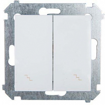 Перемикач прохідний двоклавішний Simon Premium без підсвітки 10 А 250В білий DW6/2.01/11