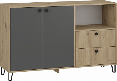 Тумба Грейд Крис 1400x880x410 мм дуб артизан/графит серый