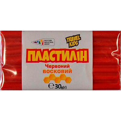 Пластилін восковий червоний TRAVEL KIDS 30 г Western Industrial Group
