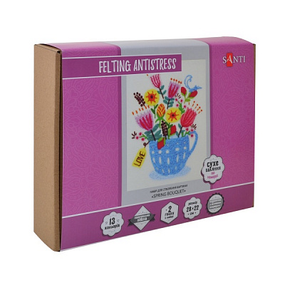 Набор, техника валяния для создания картины Spring Bouquet 28x22 см 742428 Santi 