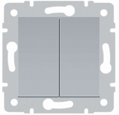 Механізм вимикача двоклавішний HausMark Stelo без підсвітки срібло 501-4388-101