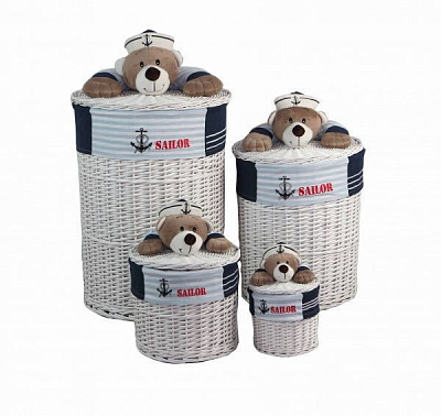 Кошик плетений з текстилем Tony Bridge Basket дитячий 37x45 см JM13-8RD-2