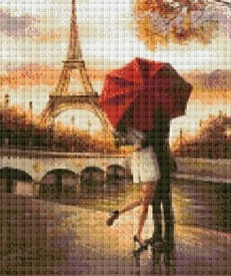 Набор для творчества со стразами на подрамнике Красный зонтик 40х50 см Діамантові ручки 