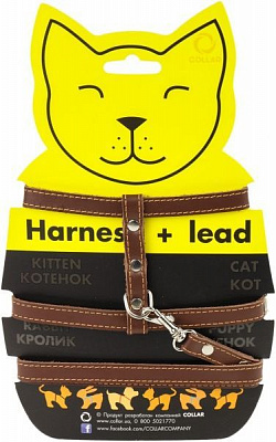 Шлея Collar з повідцем для котів 1,2х122 см коричневая