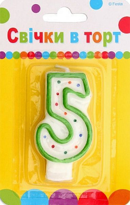 Свічки для торта цифра 5 7см Ві та Ві 1 шт.