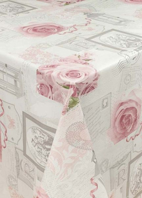 Скатертина Лайт 130x120 см білий із рожевим