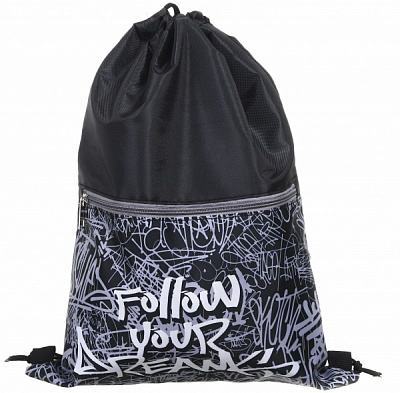 Сумка для взуття Lider з замком Graffiti Іди за мрією чорно-білий